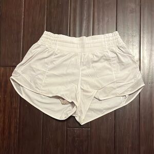 White Athletic Shorts with Lightweight Fabric and Side Slits